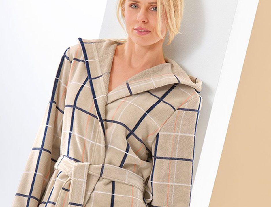 Dames badjas katoen & capuchon - Cawo