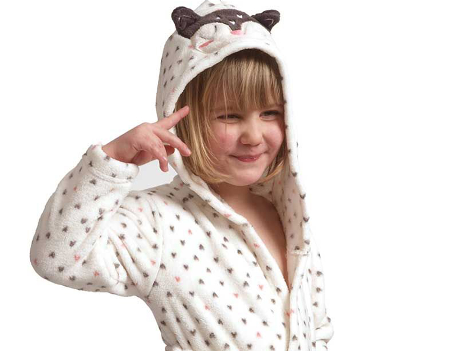 Meisjes kinderbadjas hartjes met capuchon