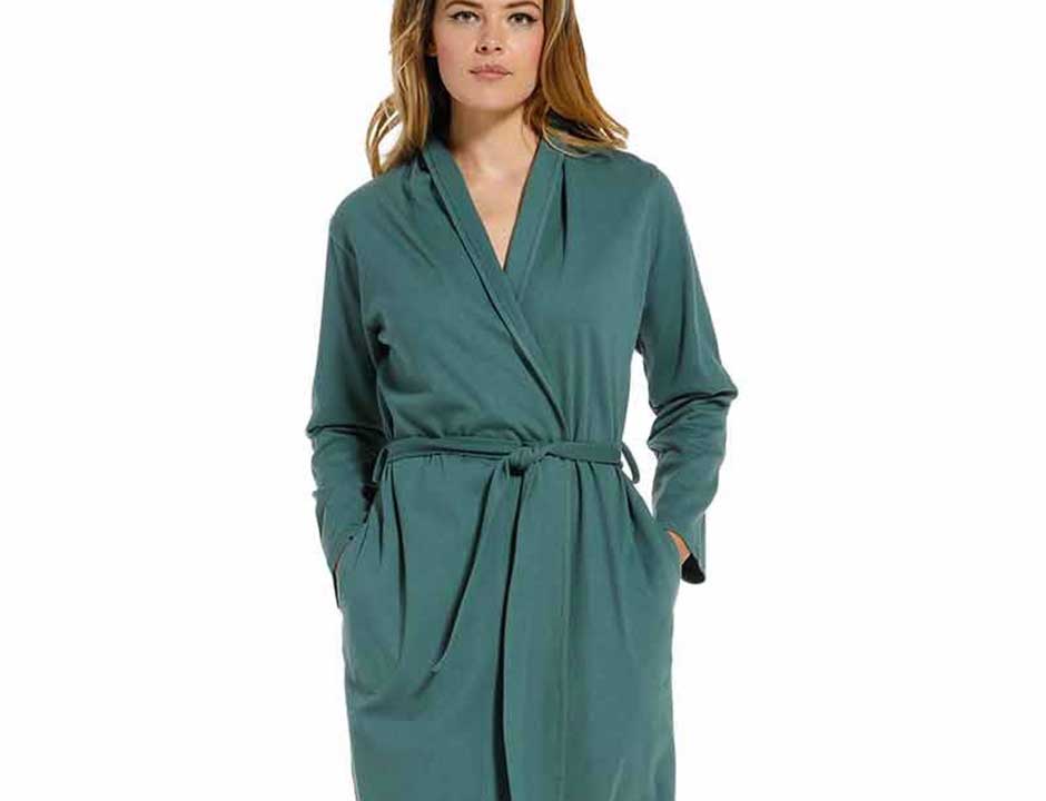 Dunne katoenen damesbadjas groen