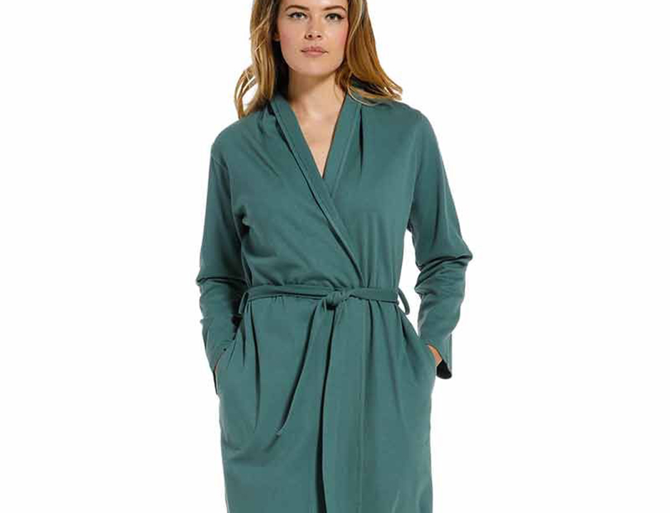 Dunne katoenen damesbadjas groen