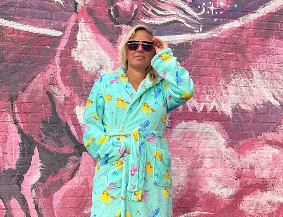 Unicorn damesbadjas capuchon - fleece