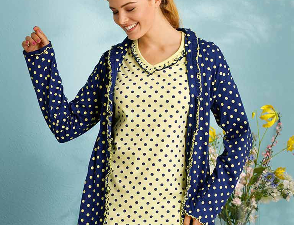 Dunne damesbadjas stippen katoen