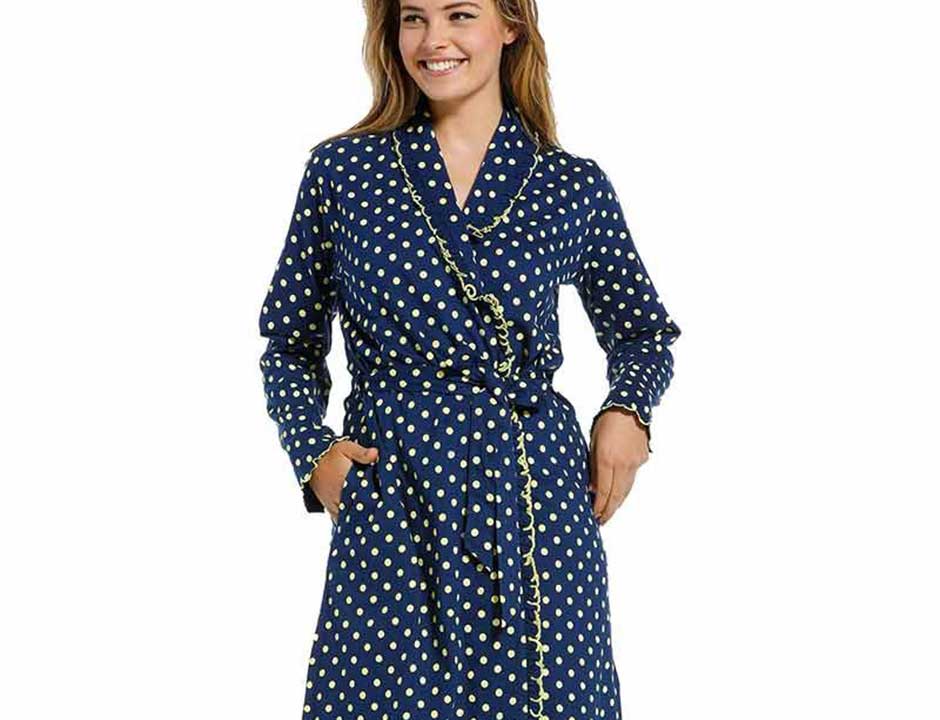 Dunne damesbadjas stippen katoen