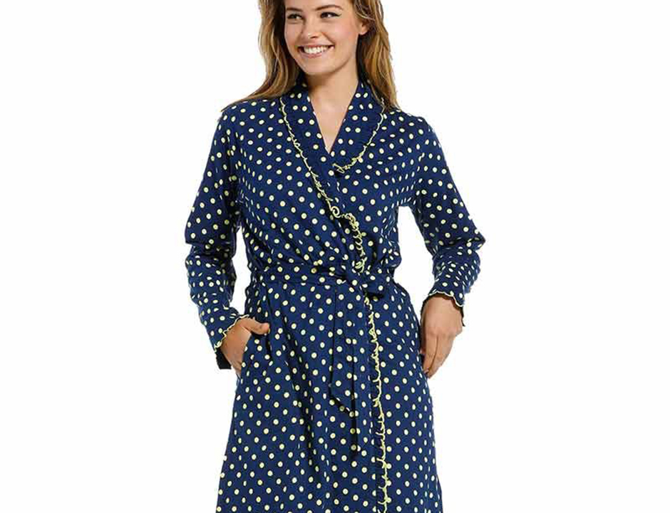 Dunne damesbadjas stippen katoen