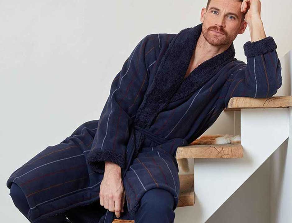 Marine badjas heren met luxe voering