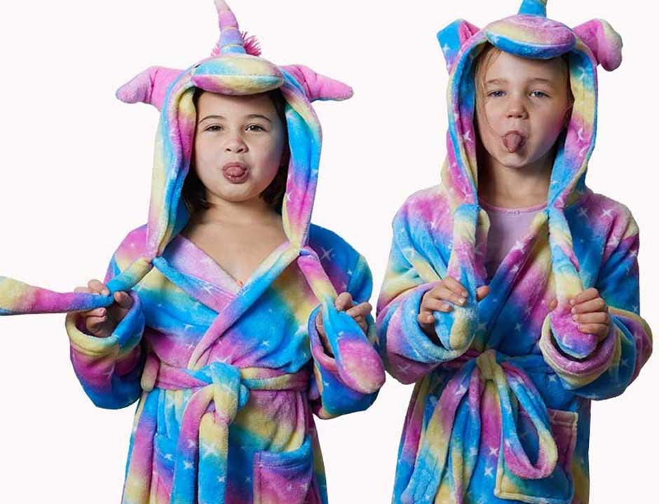 Unicorn kinderbadjas - bewegende oortjes