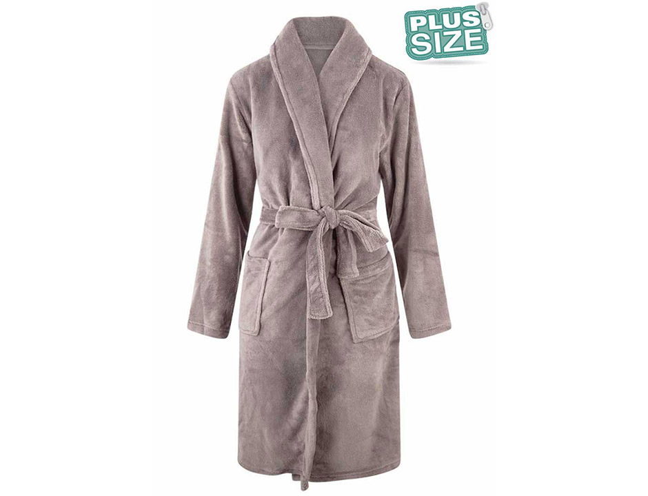 Plus size badjas unisex - lichtgrijs