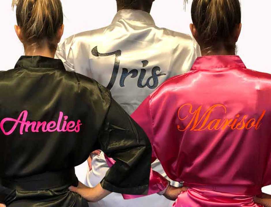 Satijnen badjas kimono met print