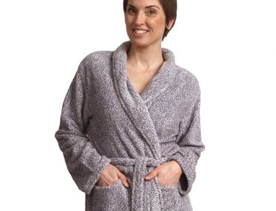 Damesbadjas grijs bolletjes