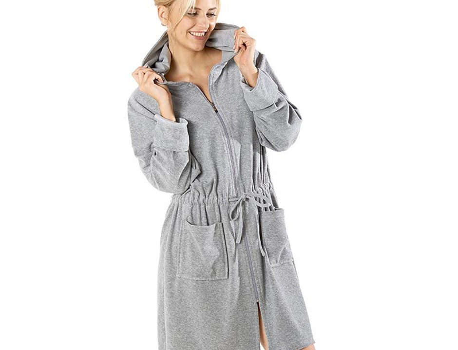 Grijze rits badjas voor dames