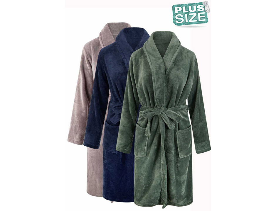 Plus size badjas unisex - olijfgroen