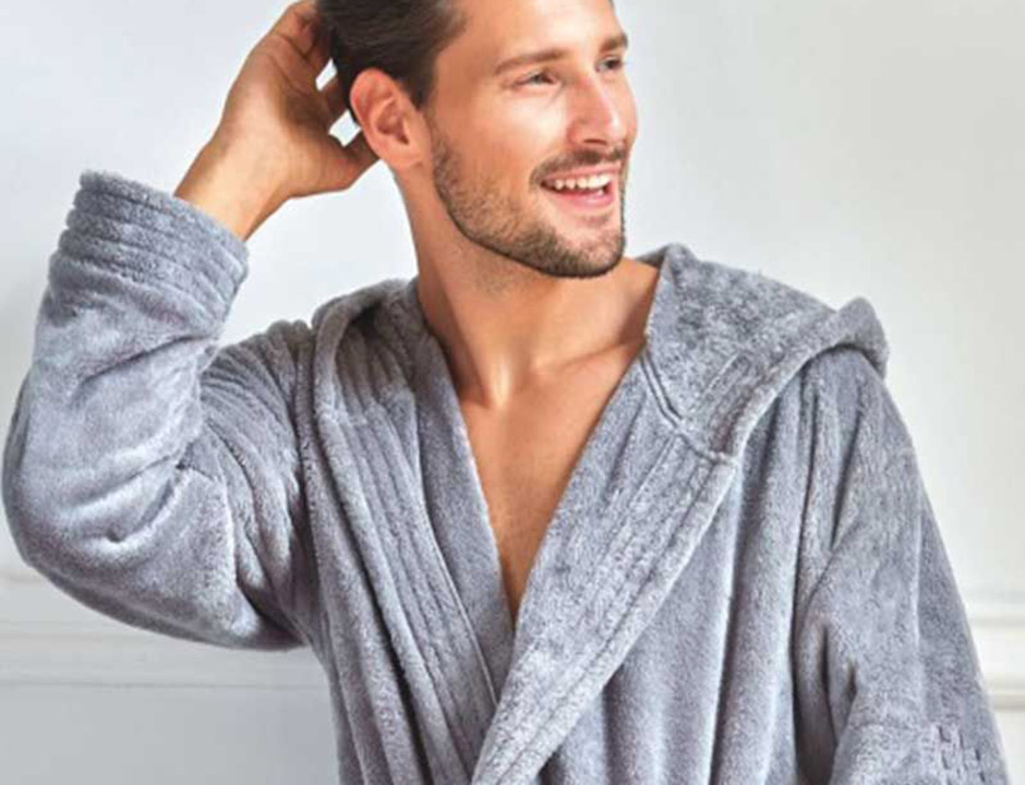 #Best badjas fleece lichtgrijs