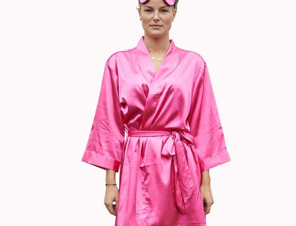 Satijnen kimono dames – donker roze