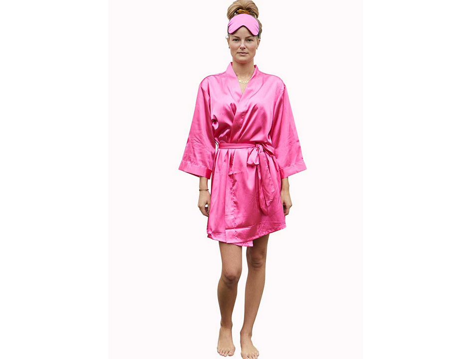 Satijnen kimono dames – donker roze