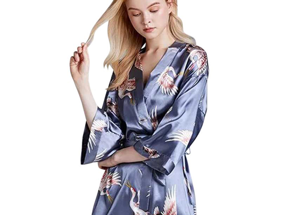 Satijnen kimono vogels