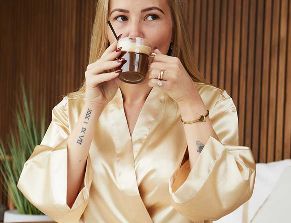 Satijnen kimono dames – champagne kleur