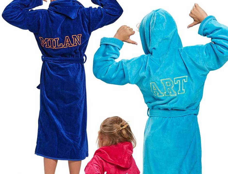 Kinderbadjas met naam - 5 kleuren