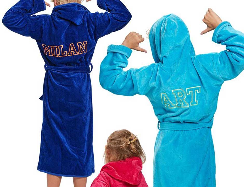 Kinderbadjas met naam - 5 kleuren