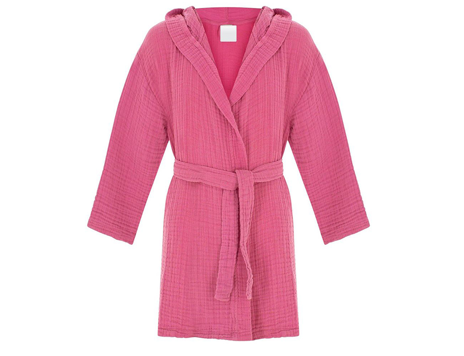 Katoenen kinderbadjas mousseline roze