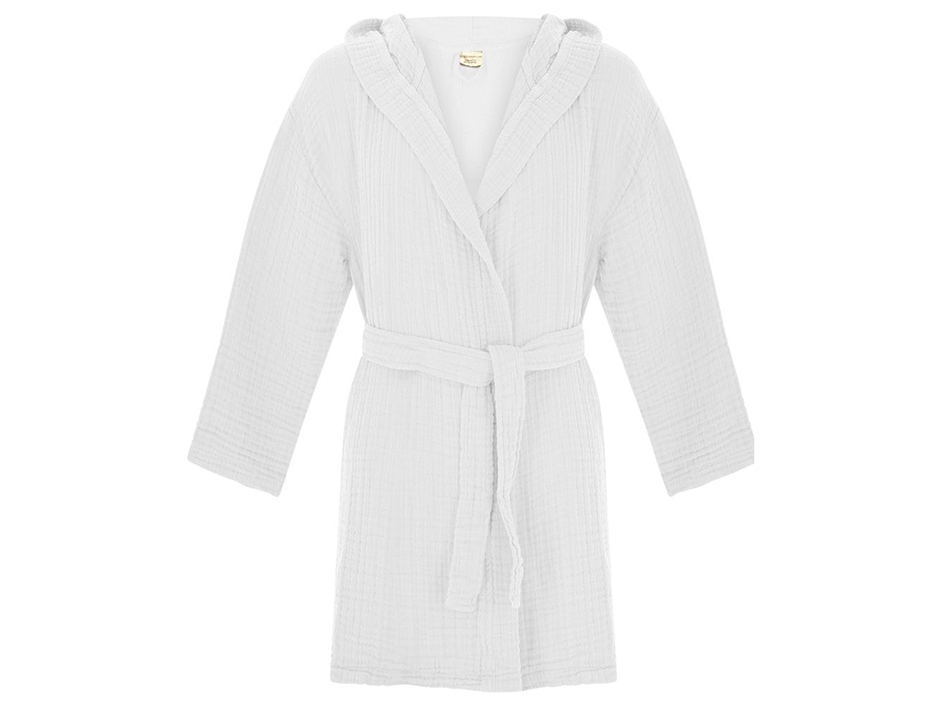 Katoenen kinderbadjas mousseline wit