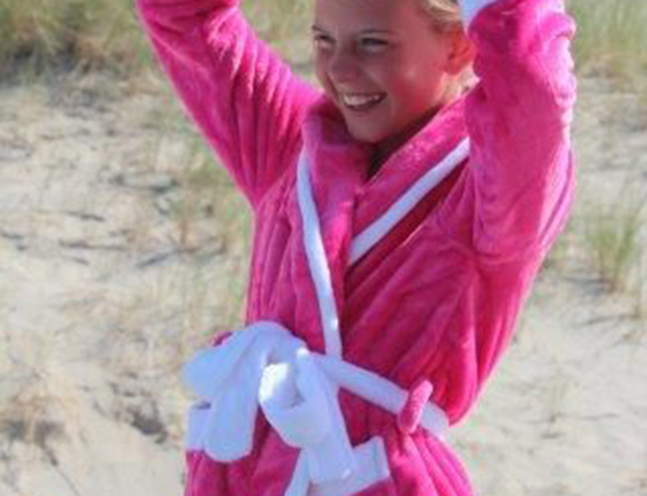 Little Pink-white kinderbadjas met capuchon