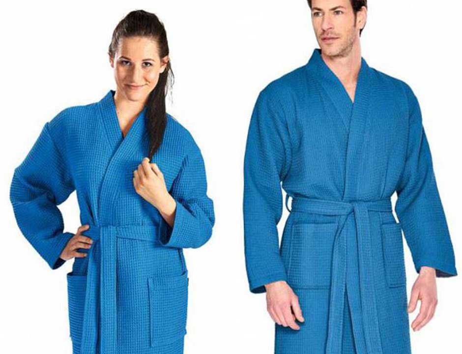 Kobaltblauwe badjas pique