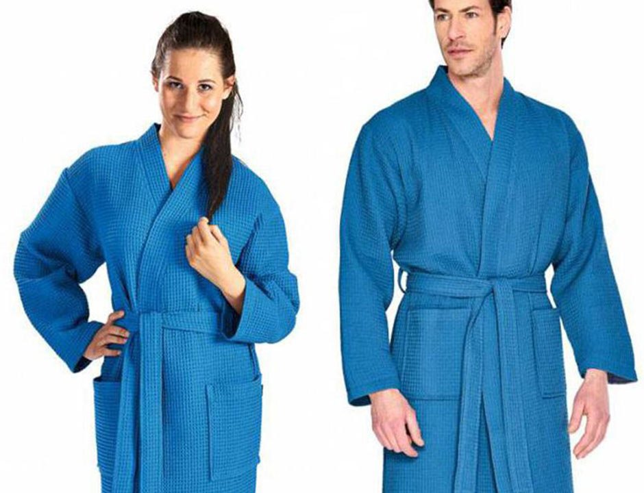 Kobaltblauwe badjas pique