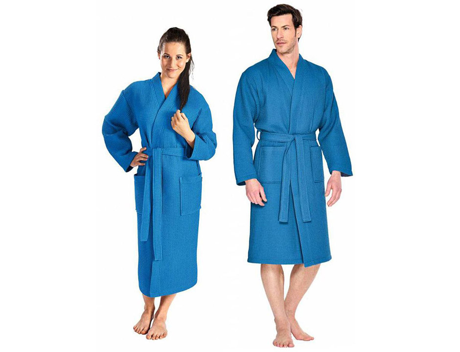 Kobaltblauwe badjas pique
