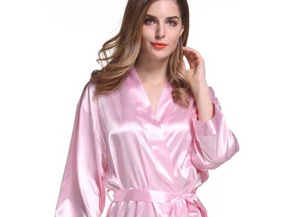 Satijnen badjas Lichtroze kimono satijn