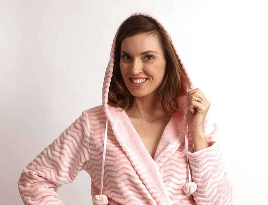 Lichtroze korte badjas