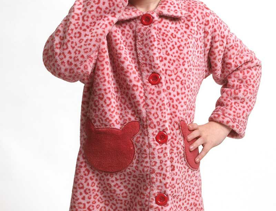 Kinderbadjas knopen panter print