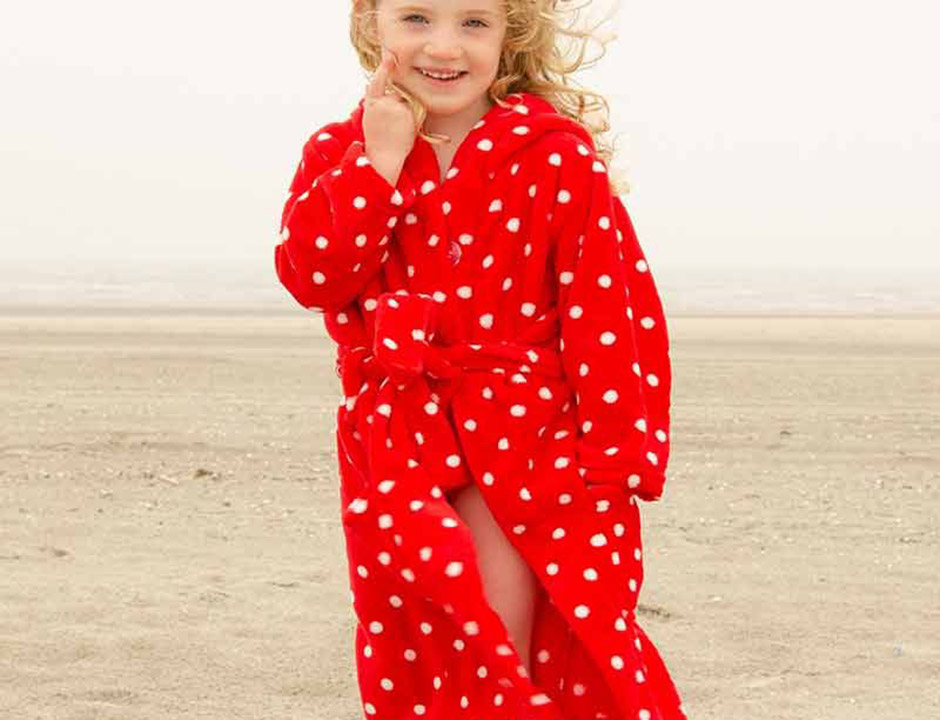 Stippen badjas rood