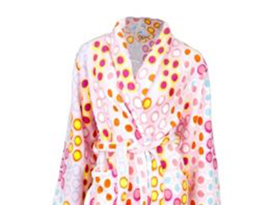 Roze badjas met bolletjes