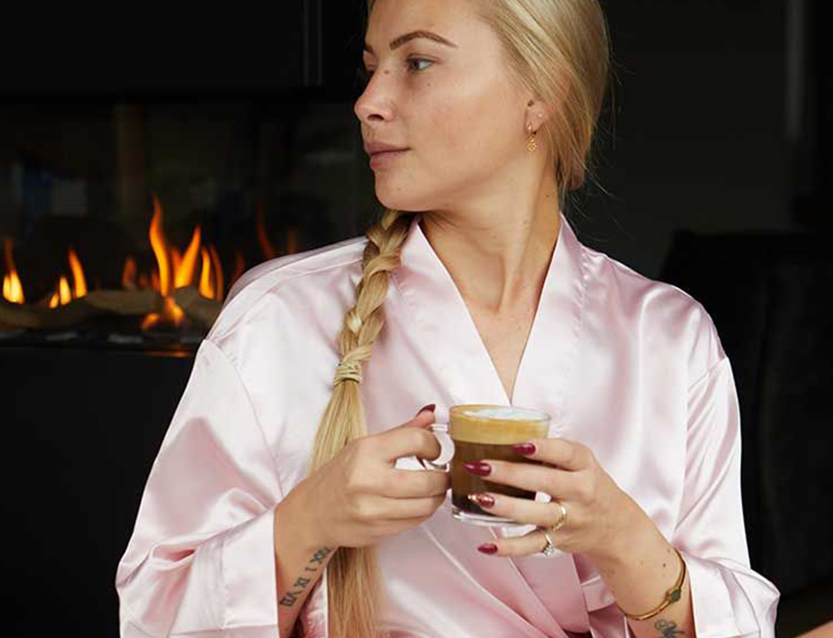 Satijnen kimono dames – licht roze