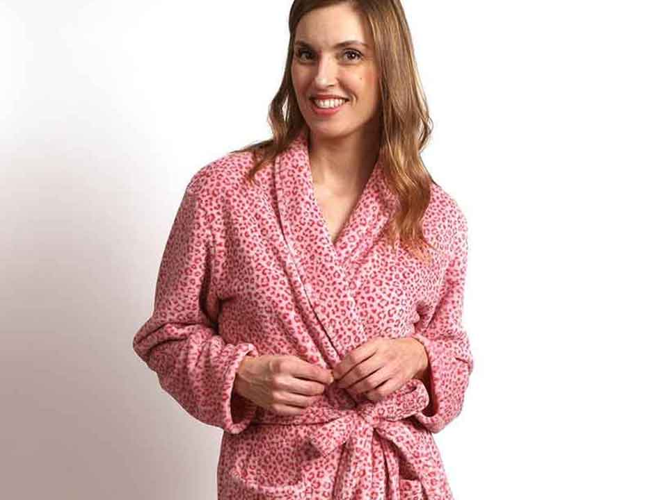 Damesbadjas roze panterprint