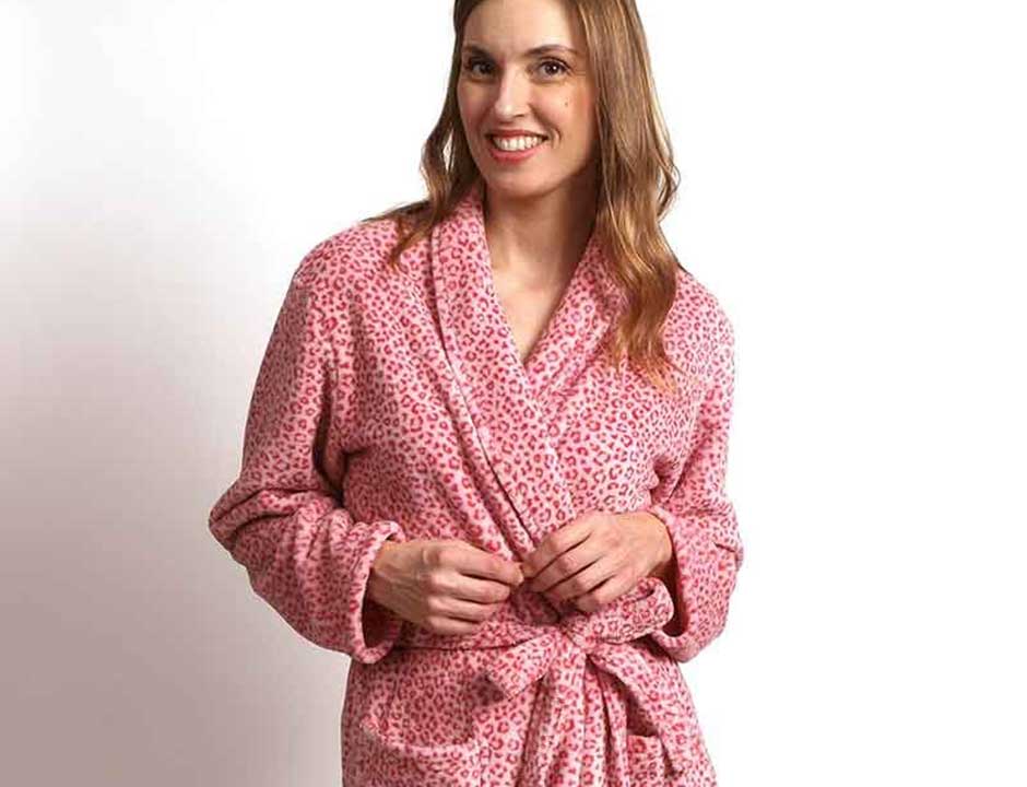 Damesbadjas roze panterprint