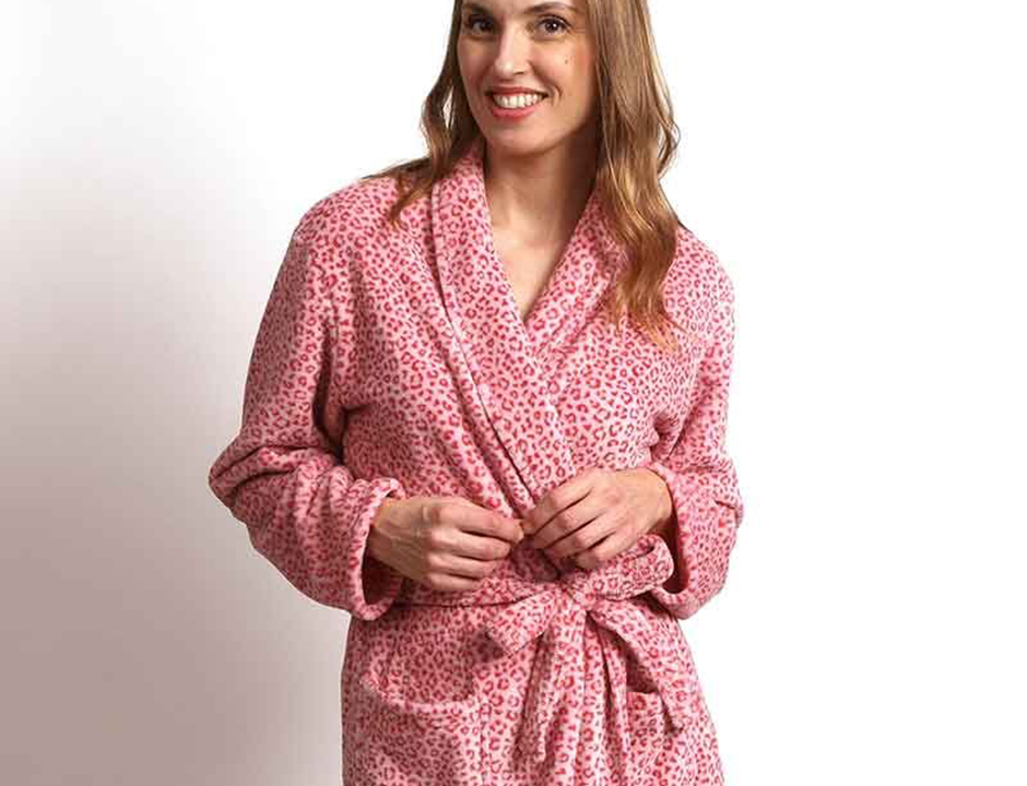 Damesbadjas roze panterprint