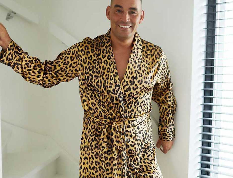 Satijnen kamerjas pantermotief