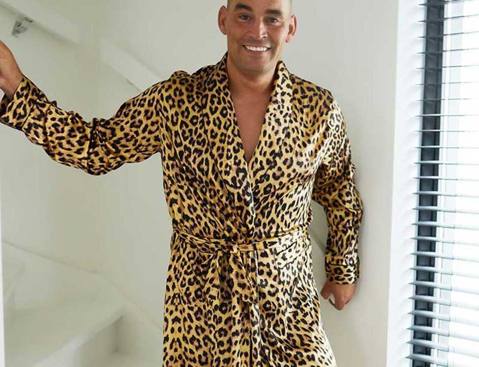 Satijnen kamerjas pantermotief