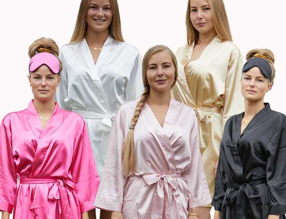 Satijnen kimono dames – donker roze