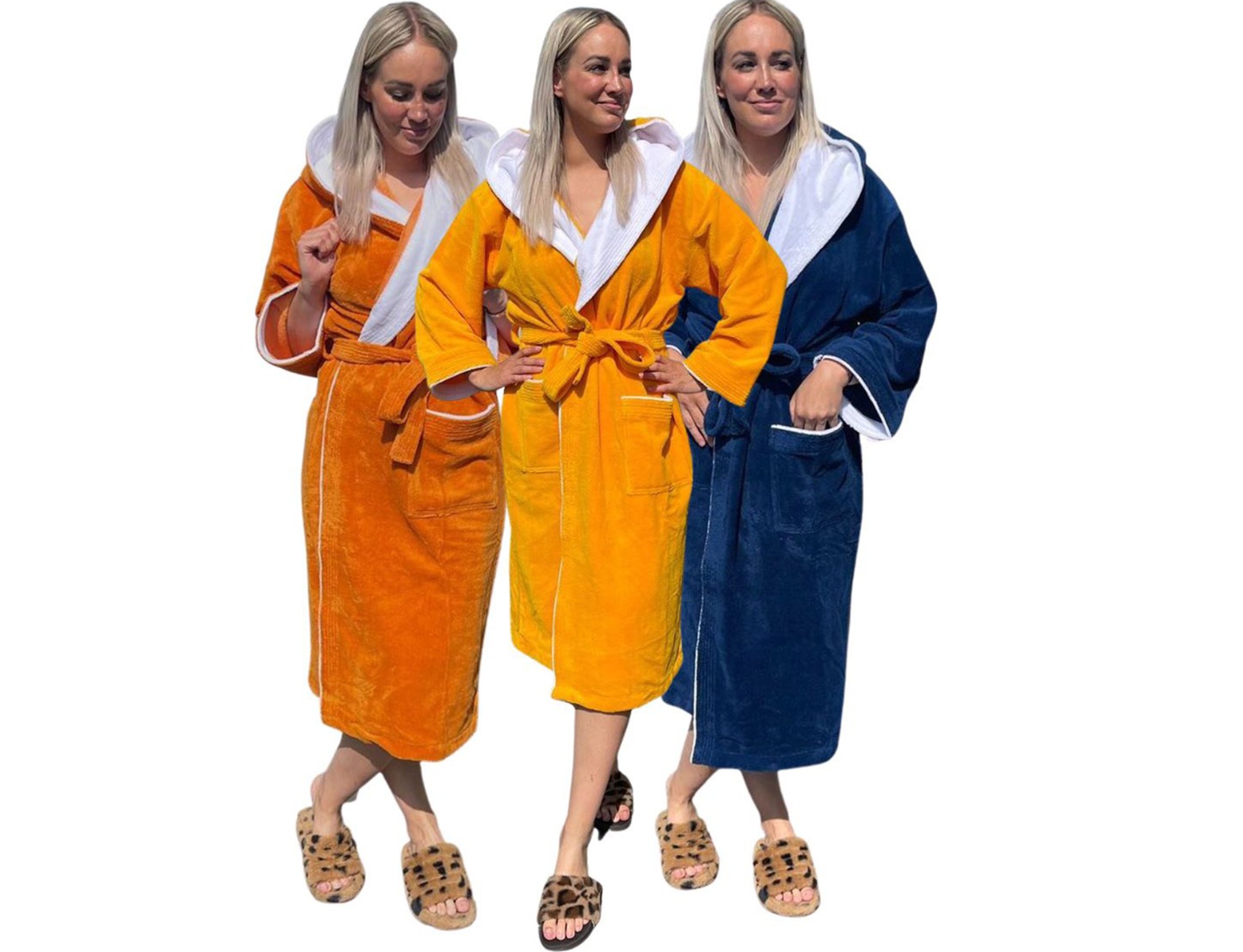 Luxe badjas met capuchon - sauna (katoen/fleece)