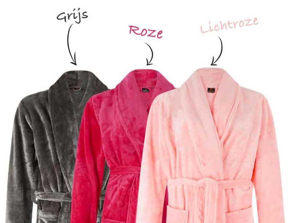 Fleece badjassen borduren sjaalkraag