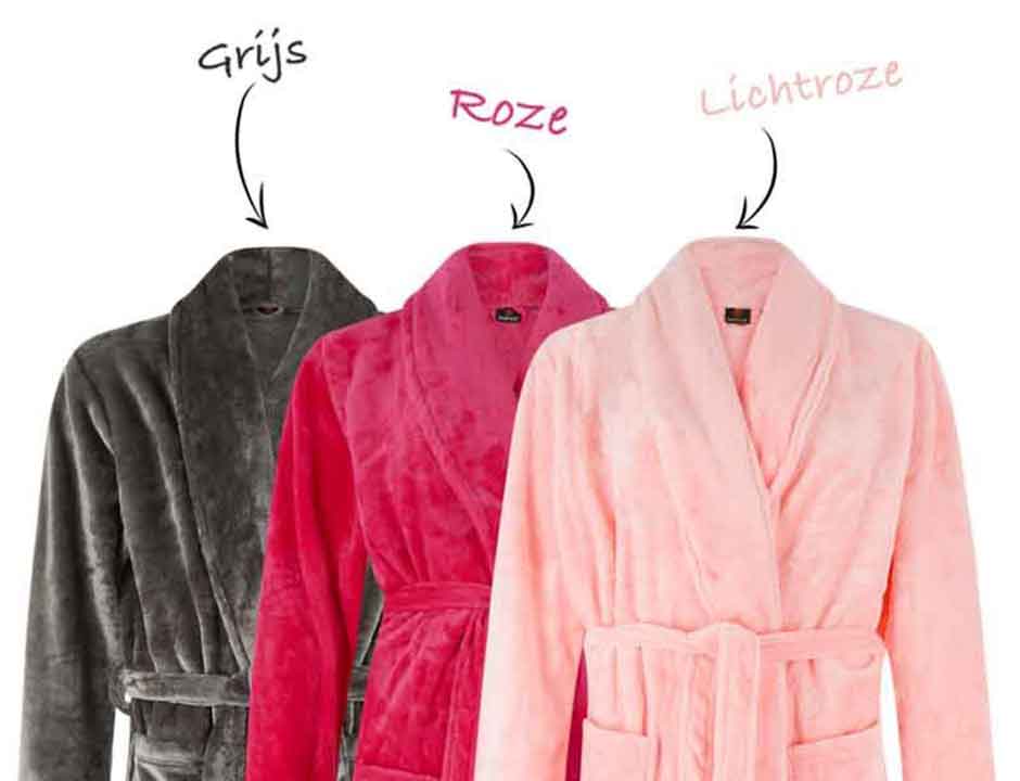 Fleece badjassen borduren sjaalkraag