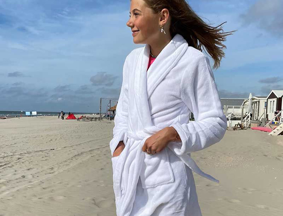 Witte kinderbadjas fleece