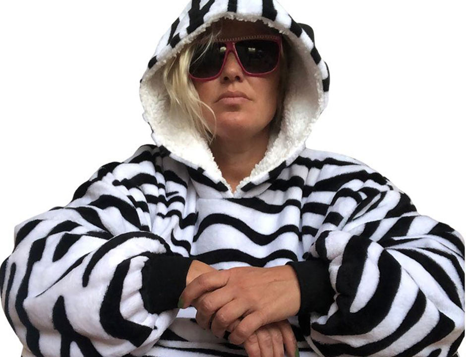 Zebraprint snuggie met capuchon – fleece poncho