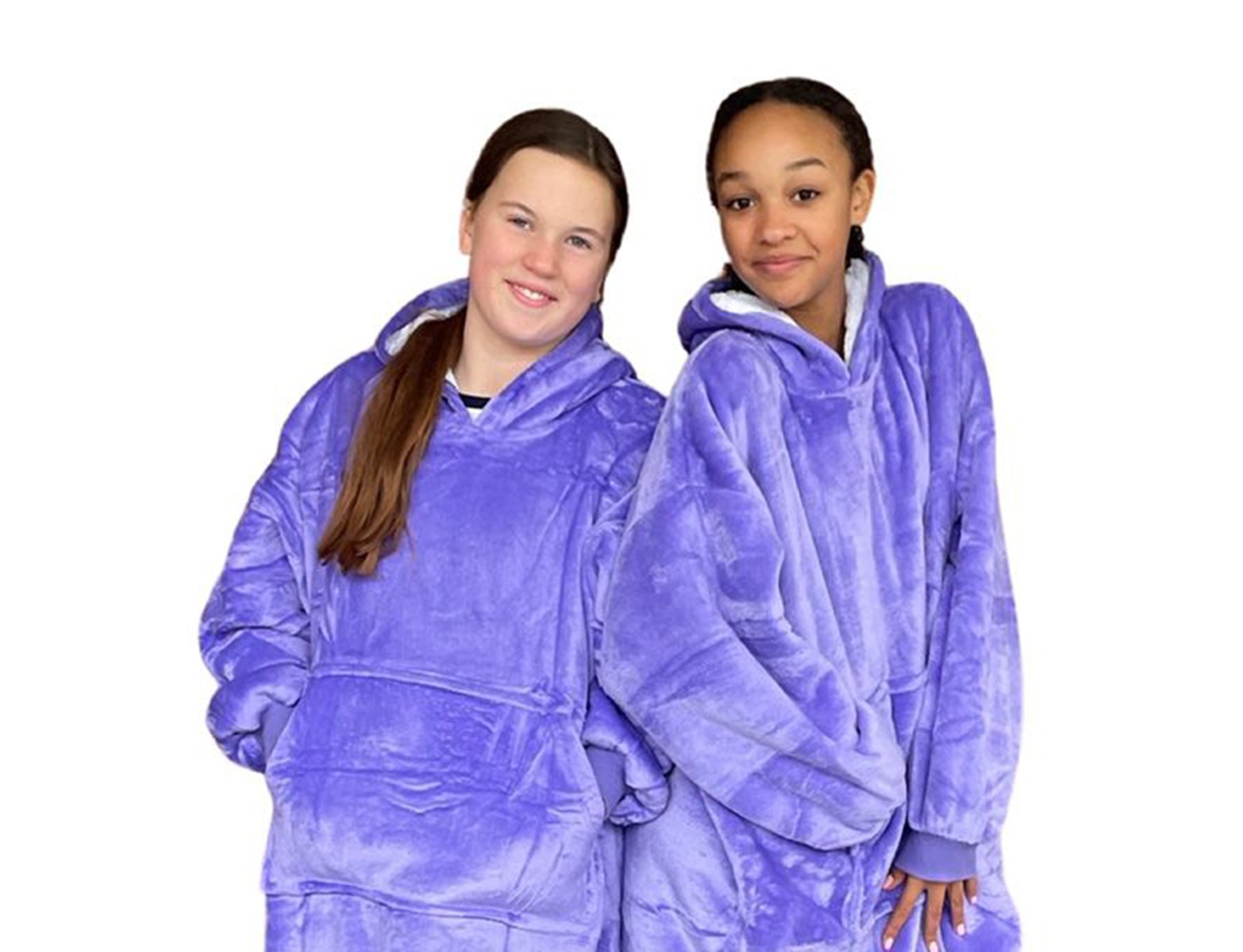 Kinder snuggie met capucohon paars