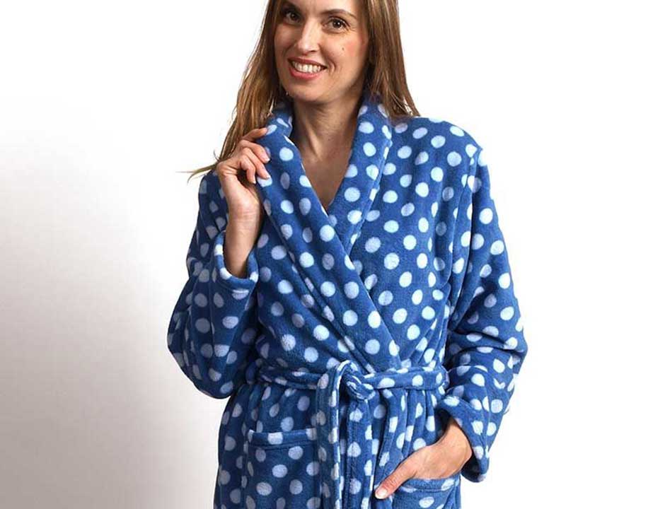 Blauwe damesbadjas stippen