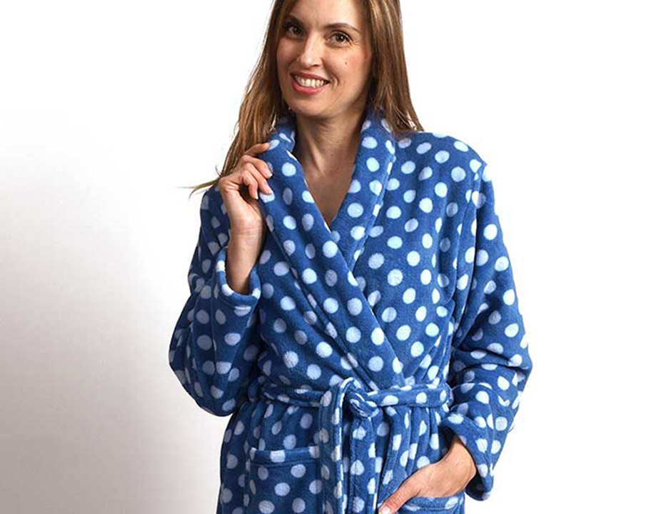 Blauwe damesbadjas stippen