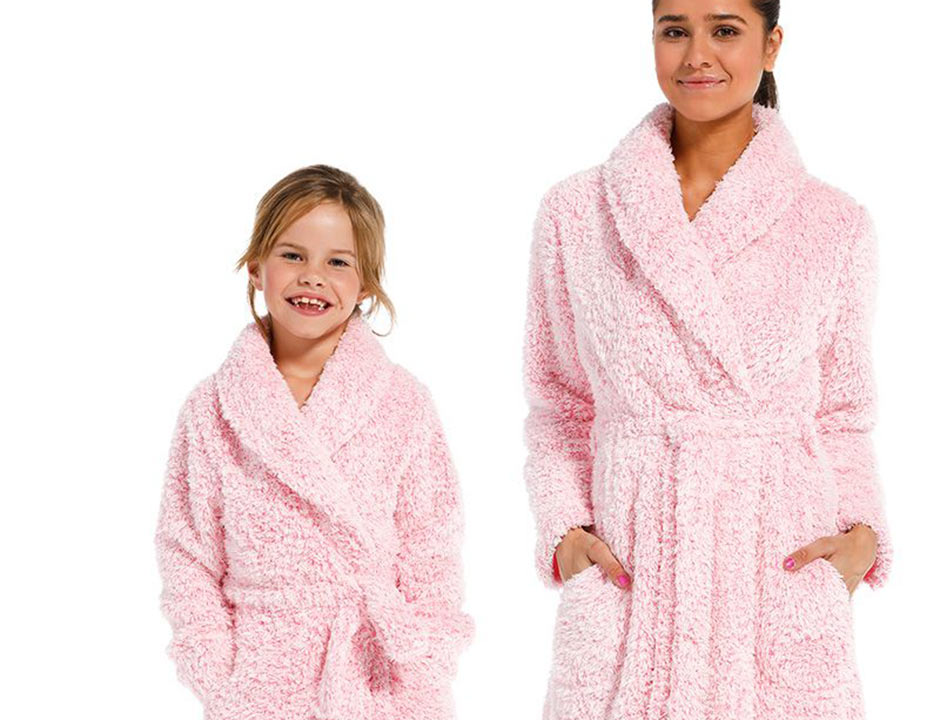 Rebelle damesbadjas fleece fluffy – kort model
