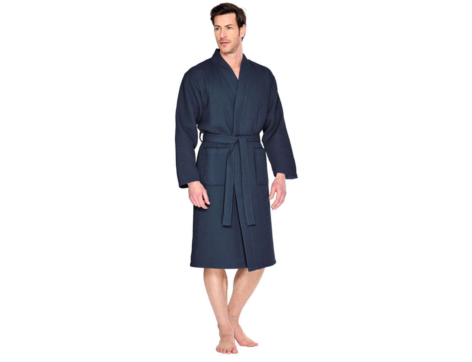 Marineblauwe badjas pique